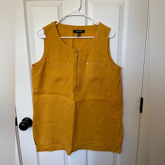 Ellen Tracy | Size Large | Mustard Yellow Linen Blouse | - Picture 2 of 7